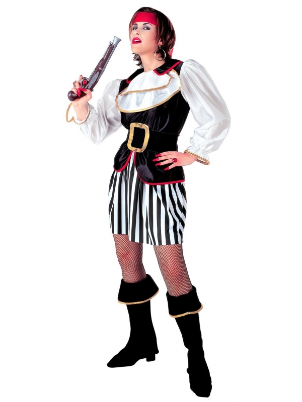 Déguisement Pirate femme avec robe, surbottes et bandeau