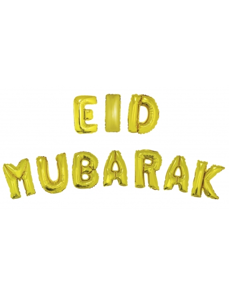 Ballons Eid Mubarek 40 cm avec ruban de 5 m