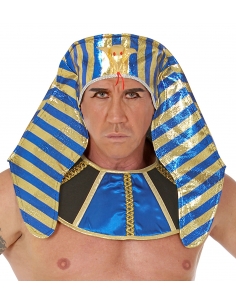 Coiffe de Pharaon pour homme bleu et doré