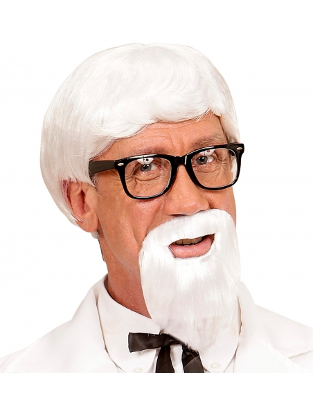 Perruque et Barbe Colonel Sanders pour déguisement