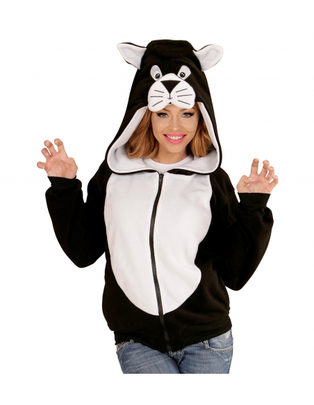 Veste polaire avec capuche tête de chat adulte