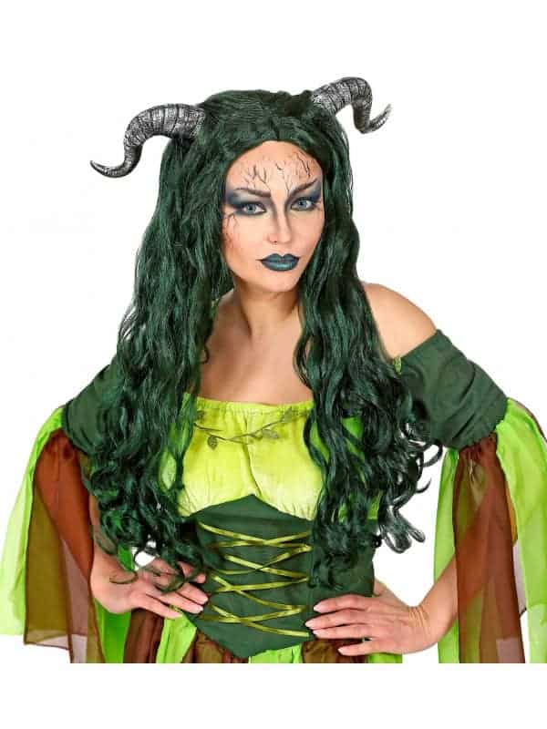 Perruque personnage fantastique avec cornes -femme