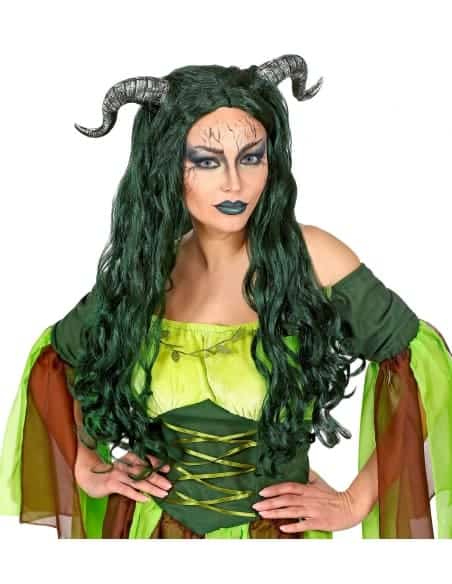 Perruque personnage fantastique avec cornes -femme