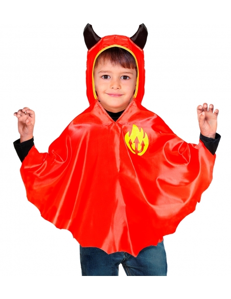 Poncho diable pour tout-petit avec capuche et cornes