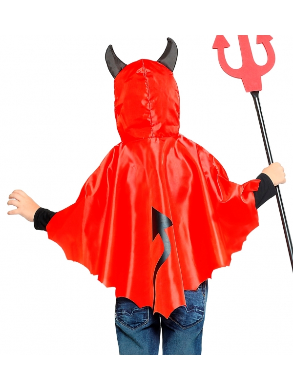 Poncho diable pour tout-petit avec capuche et cornes