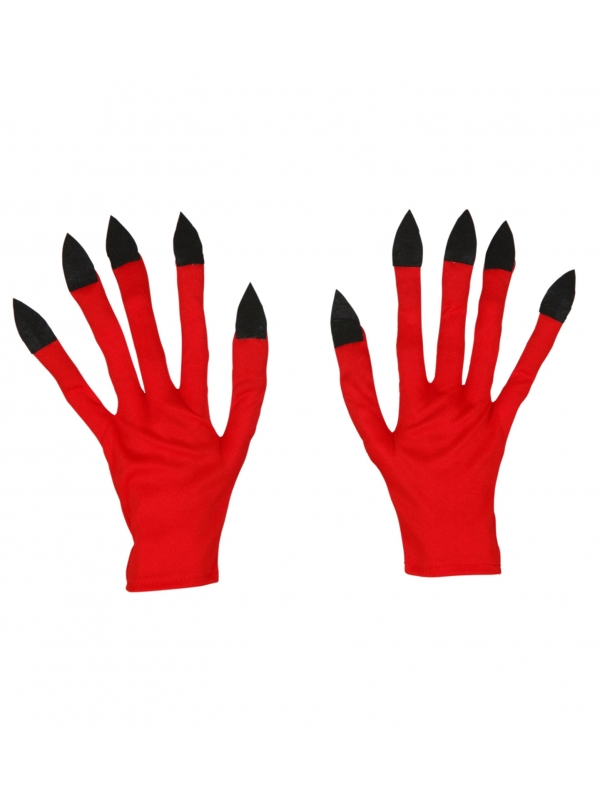 Gants rouges de diable avec ongles noirs - adulte