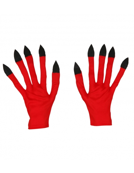 Gants rouges de diable avec ongles noirs - adulte