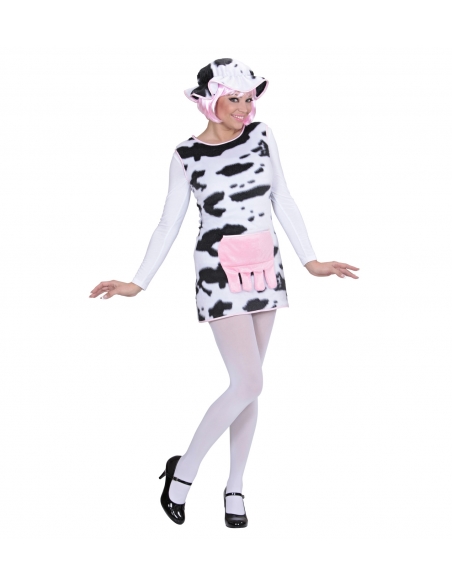 Déguisement de vache rigolote femme avec robe et chapeau