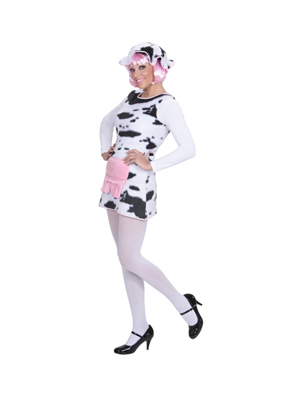 Déguisement de vache rigolote femme avec robe et chapeau
