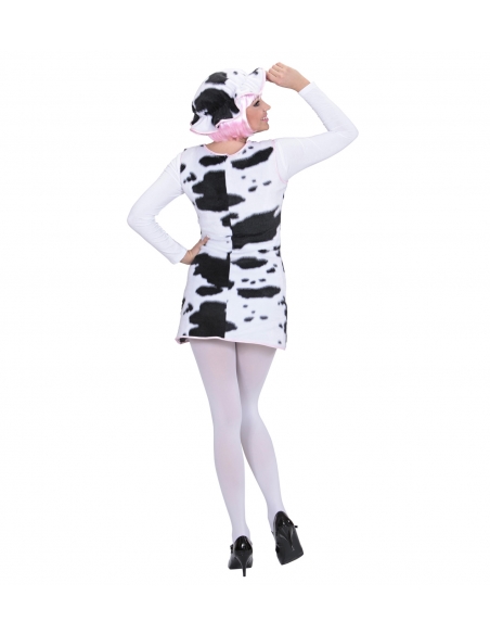 Déguisement de vache rigolote femme avec robe et chapeau