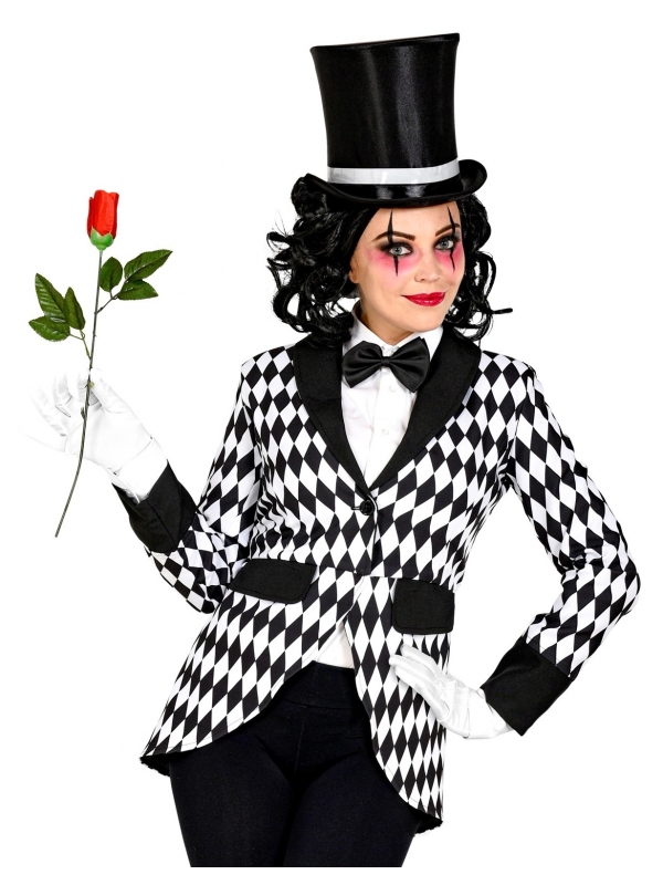 Veste femme à motif losange/arlequin noir et blanc