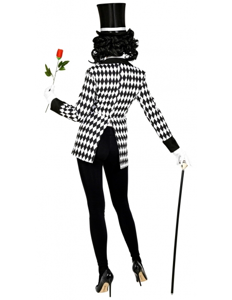 Veste femme à motif losange/arlequin noir et blanc
