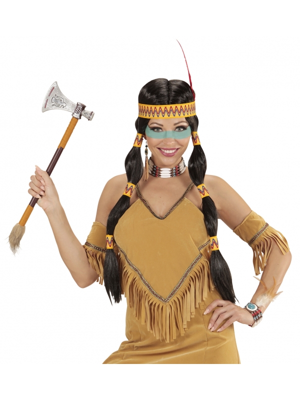 Perruque Indienne Squaw avec Bandeau et Plume Femme
