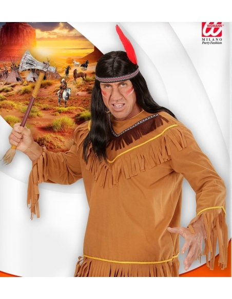 Tunique indienne pour homme marron avec franges
