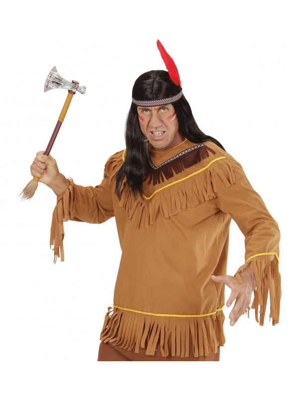 Tunique indienne pour homme marron avec franges