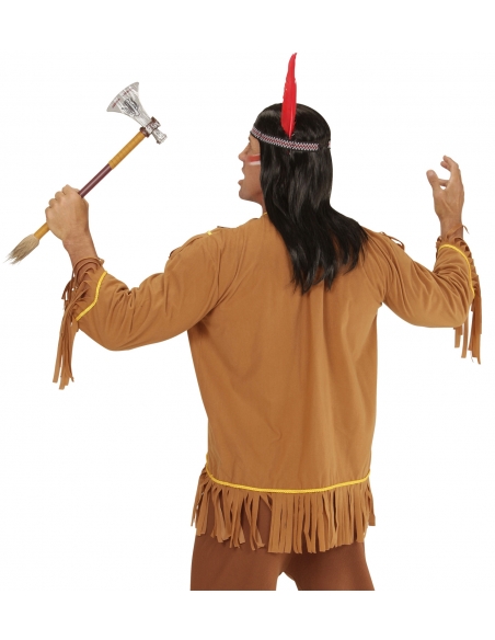 Tunique indienne pour homme marron avec franges