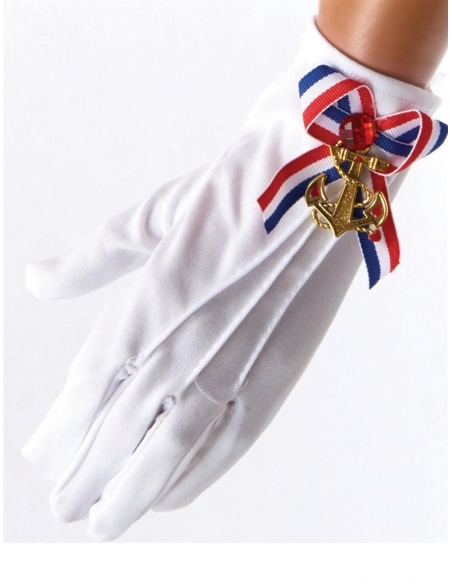 Gants blanc avec ancre marine