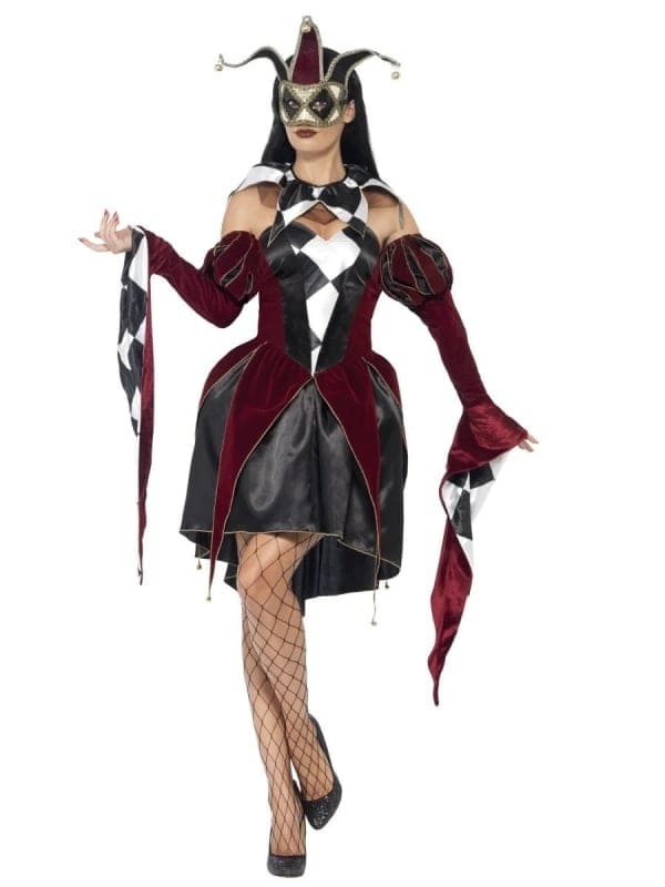Déguisement Vénitienne Gothique Noire et Bordeaux