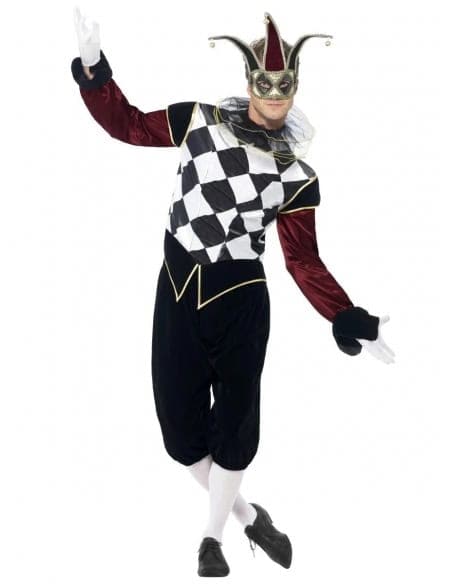 Déguisement Vénitienne Gothique Noire et Bordeaux