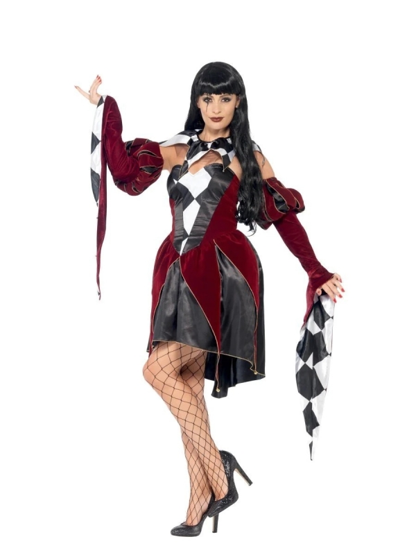 Déguisement Vénitienne Gothique Noire et Bordeaux