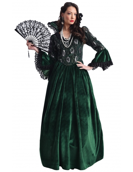 Robe de marquise vert foncé qualité théâtre