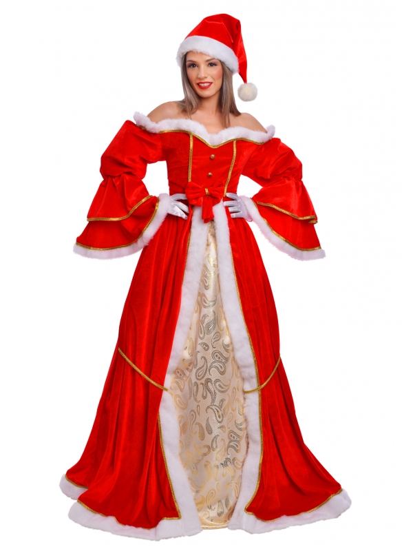 Costume Mère Noël de luxe en velours - élégance et authenticité