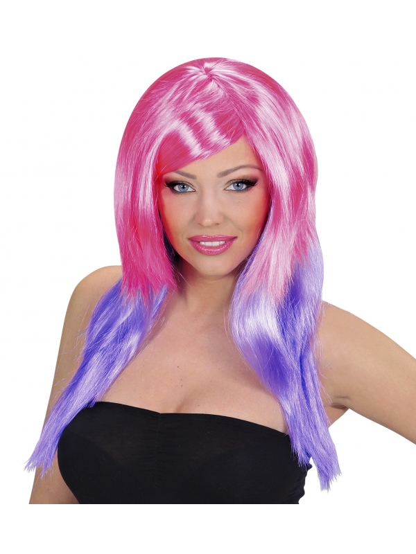 Perruque Cosplay femme rose et violet