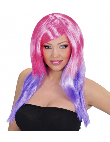 Perruque Cosplay femme rose et violet