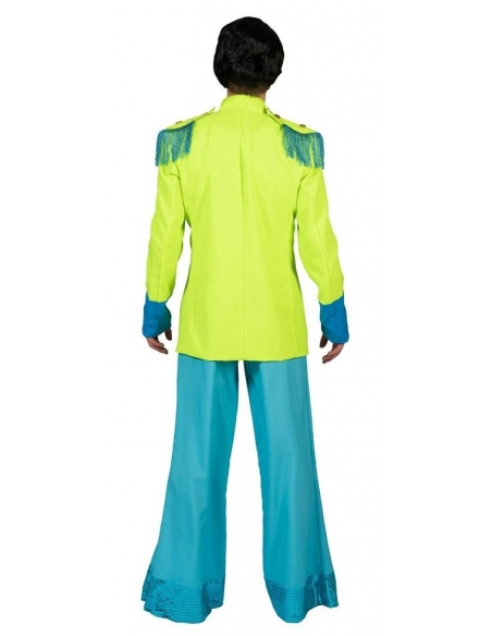 Veste de scène pour homme vert fluo et bleu style Beatles