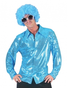 Chemise Disco bleue à paillettes pour homme