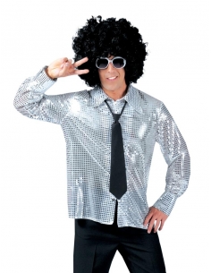 Chemise disco argent à paillettes pour homme