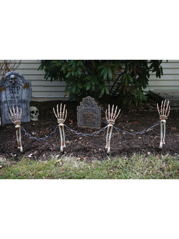 Piquets de Bras Squelettiques Enchaînés : Décoration Effrayante pour Halloween