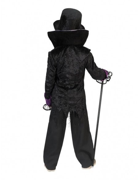 Déguisement de vampire garçon avec veste queue de pie et jabot