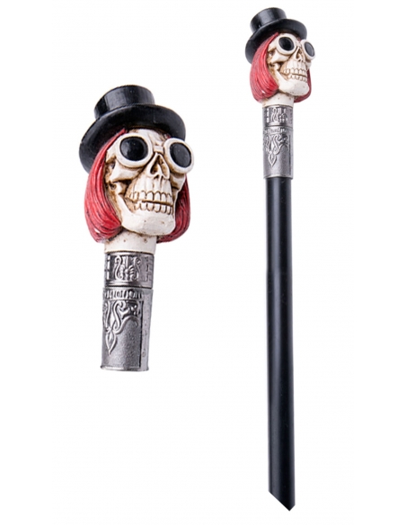 Canne Tête de Mort Fantaisie de 92 cm - Accessoire de Déguisement Unique