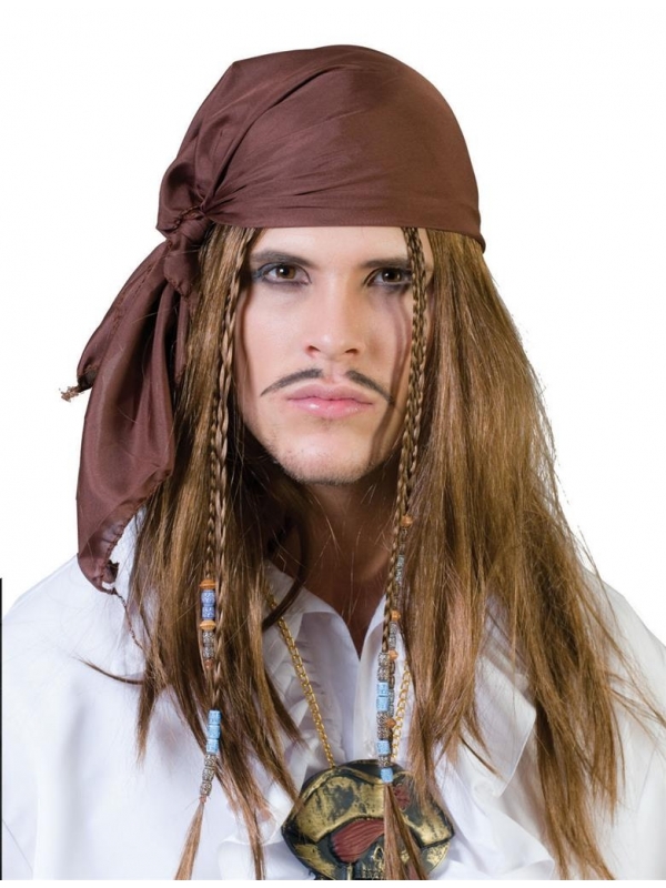 Perruque pirate des caraïbes avec bandana
