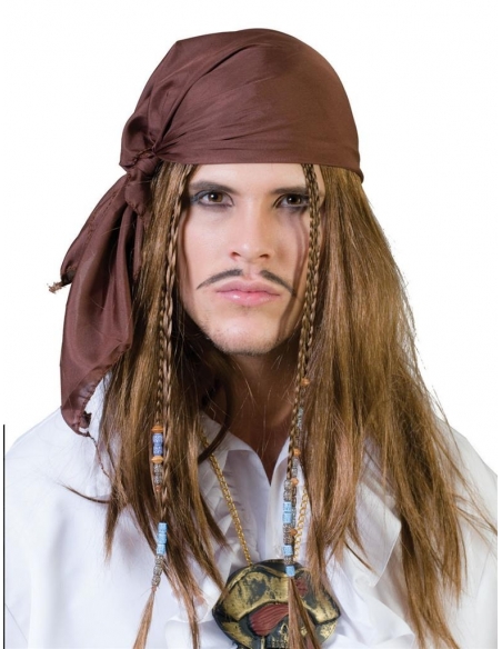 Perruque pirate des caraïbes avec bandana