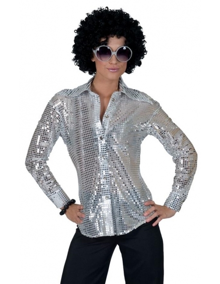 Chemise disco femme argent