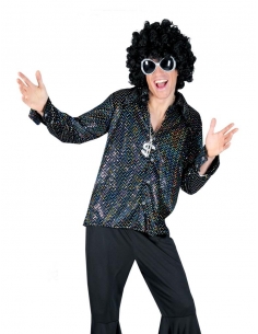 Chemise Disco noire pailletée pour homme