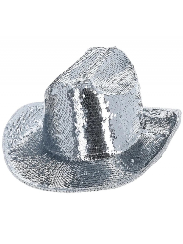 Chapeau de Cowboy Iridescent à Sequins Fever Deluxe - Argent