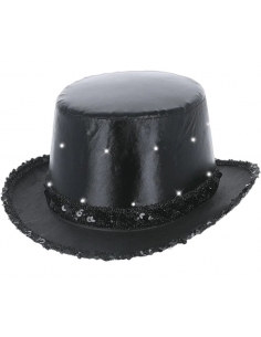 Chapeau haut-de-forme LED métallisé adulte – noir ou vert 2