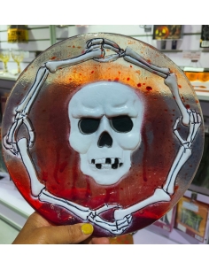 Décoration de Table pour Halloween - Assiette Effrayante avec Crane dans une Marre de Sang 2