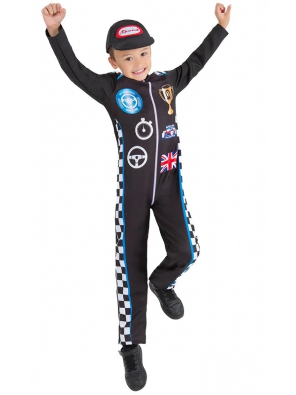 Déguisement pilote de course garçon avec combinaison & casquette