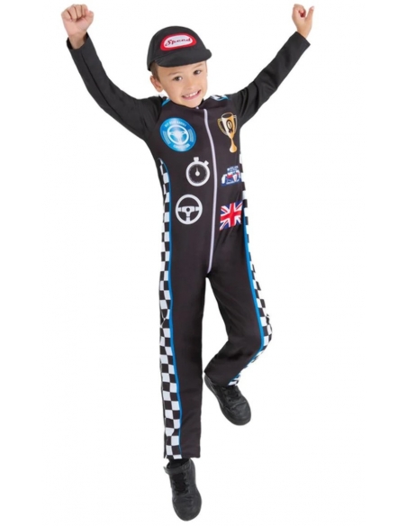 Déguisement pilote de course garçon avec combinaison & casquette