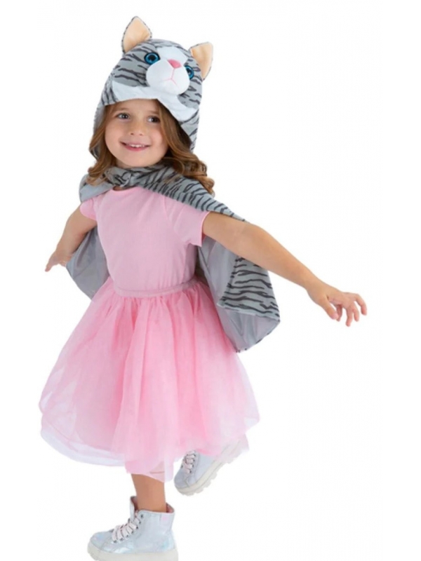 Cape avec tête de chat pour enfant de 4 - 7 ans