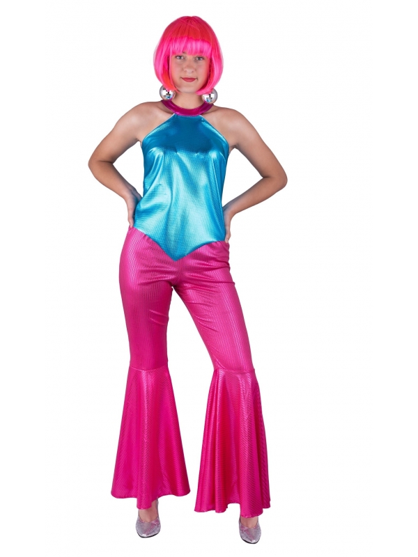 Soyez la reine de la piste de danse avec notre pantalon disco femme rose pétillant