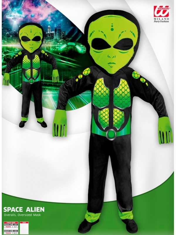 Déguisement Extraterrestre vert, Enfant (salopette, masque surdimensionné)