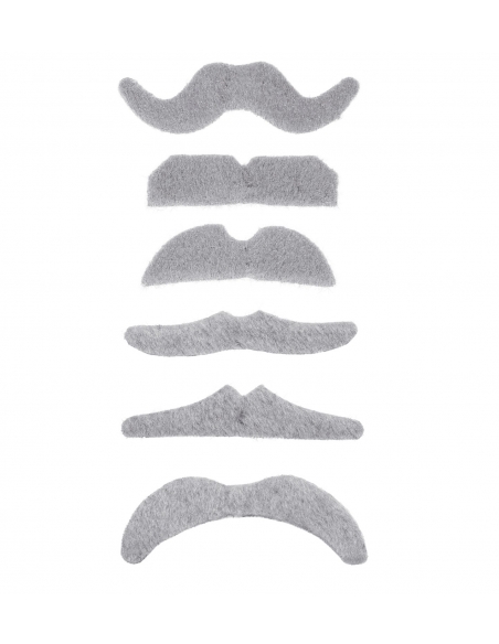 Moustache grise auto adhésives Modèles assortis