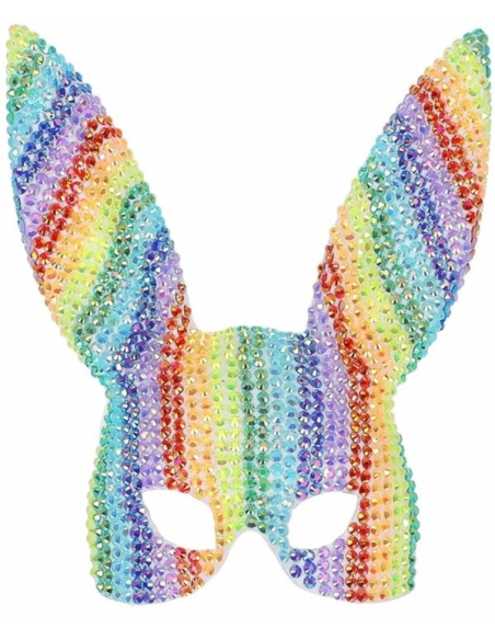 Masque de lapin incrusté de strass arc-en-ciel : Haute qualité