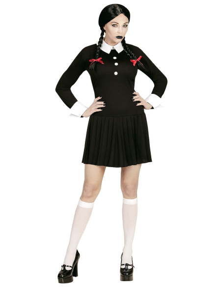 Déguisement Femme de Mercredi Addams (robe noire courte)