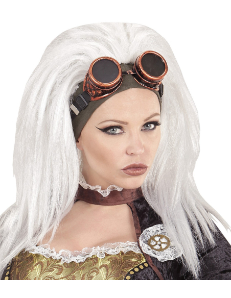 Perruque Steampunk femme avec lunettes